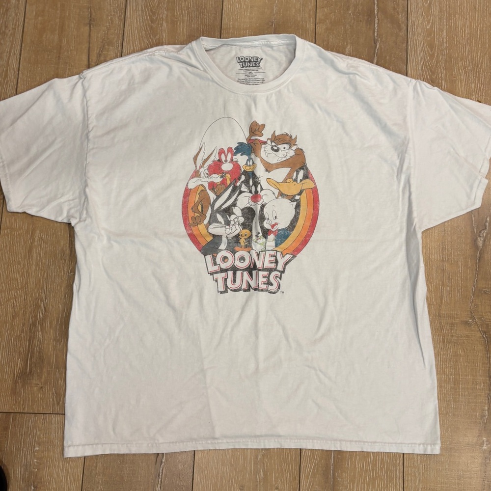 Looney Tunes Character Circle‎ Graphic T-Shirt - White 3XL